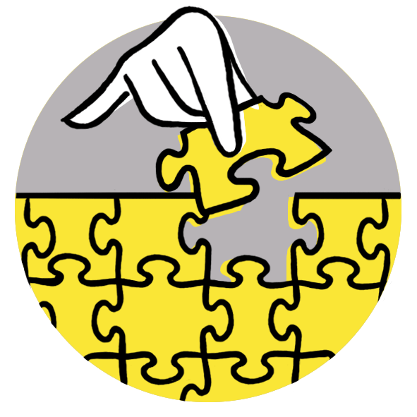 getekend icoon in grijs/zwart met geel accent verbeeldend het leuke cadeau voor opa of oma met dementie