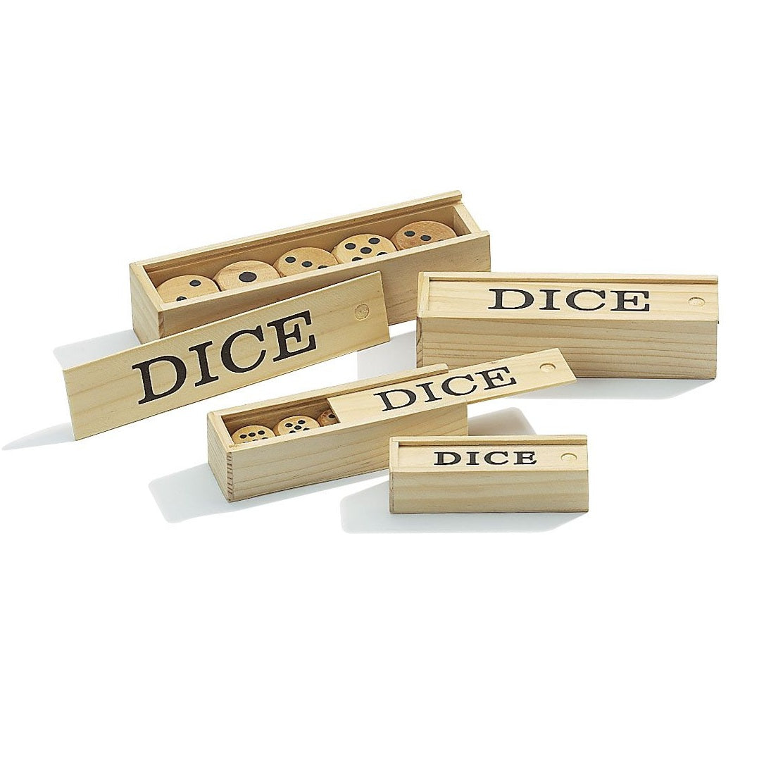 Set van 5 houten dobbelstenen (25 mm) – Dobbelstenen in een houten box, perfect voor activerende spellen voor ouderen.