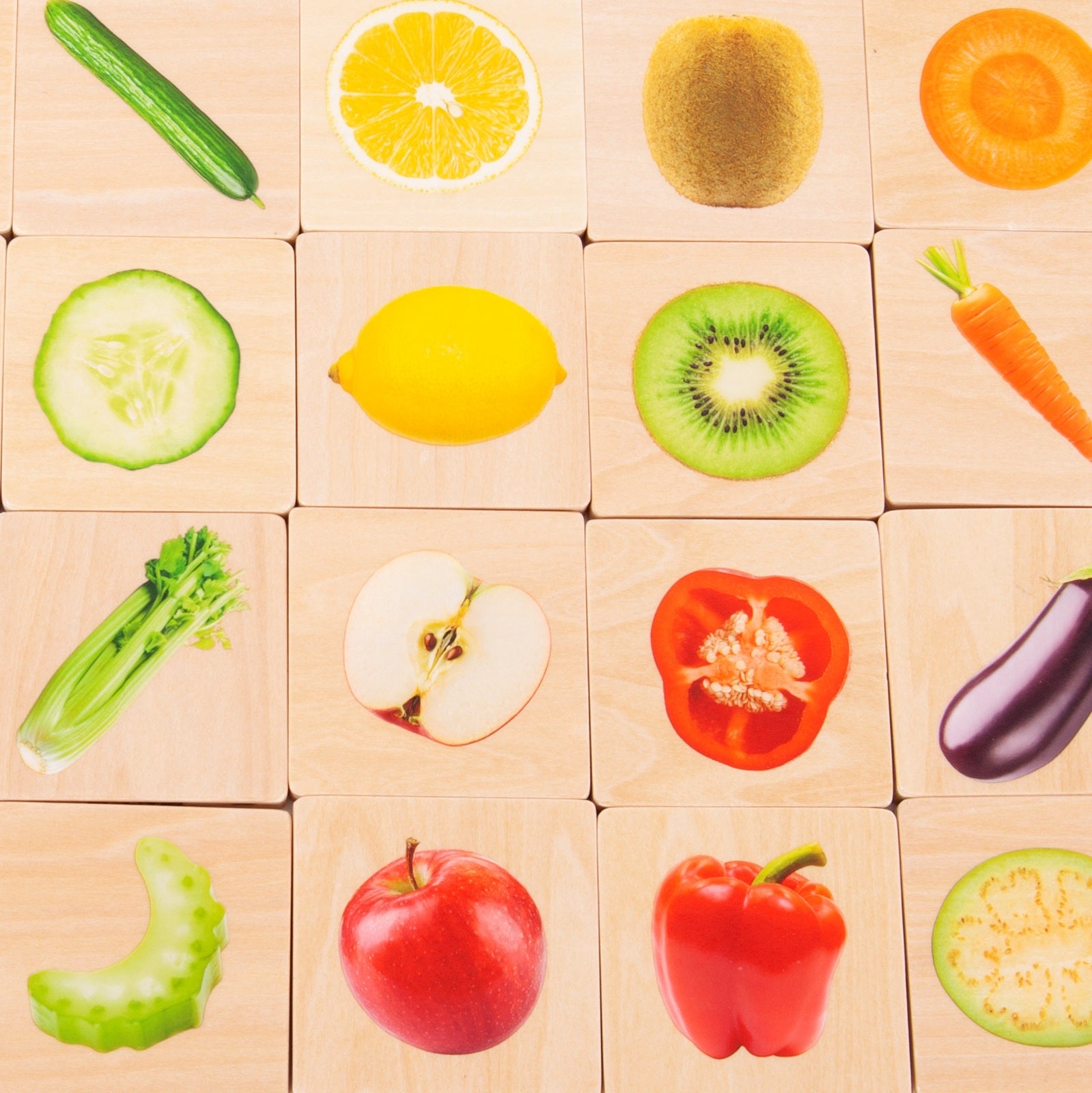 Holz-Memo - Welches Gemüse und Obst gehören zusammen