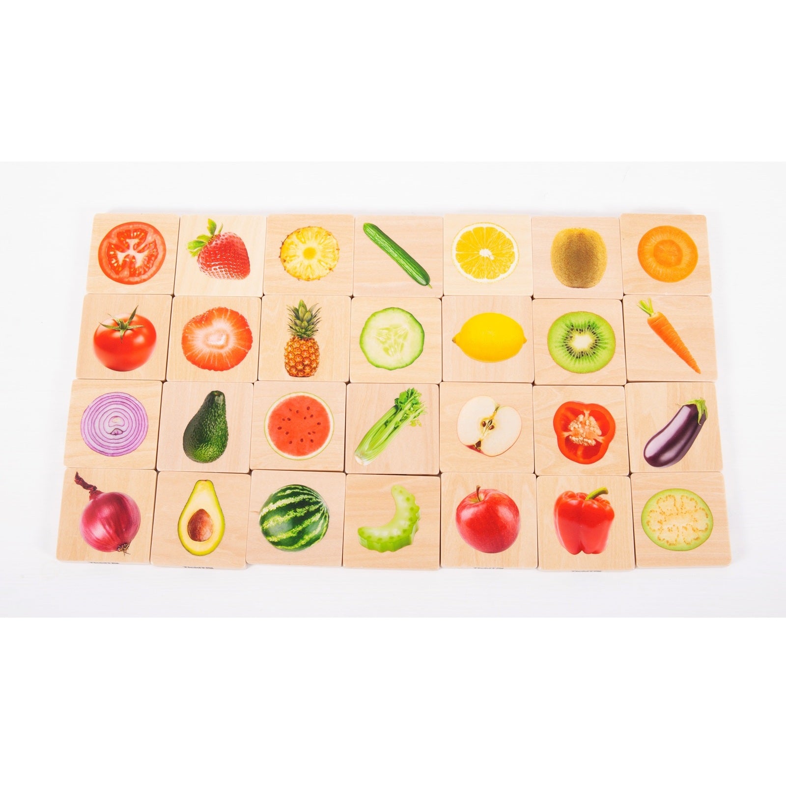 Holz-Memo - Welches Gemüse und Obst gehören zusammen