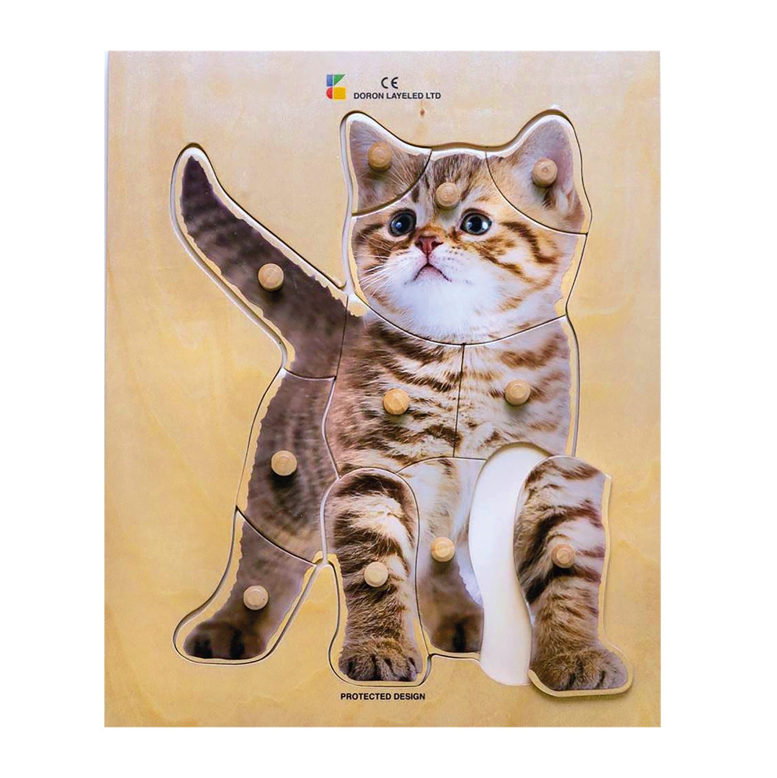 Houten Dementiepuzzel Kat – Dierenpuzzel met grote stukken, ontworpen voor activering en geheugenstimulatie bij ouderen.