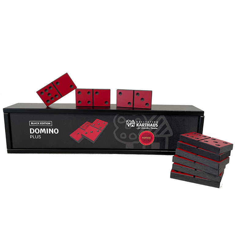 Domino PLUS Blackedition – Groot formaat dominostenen, ideaal voor activering en leesbaarheid bij ouderen.