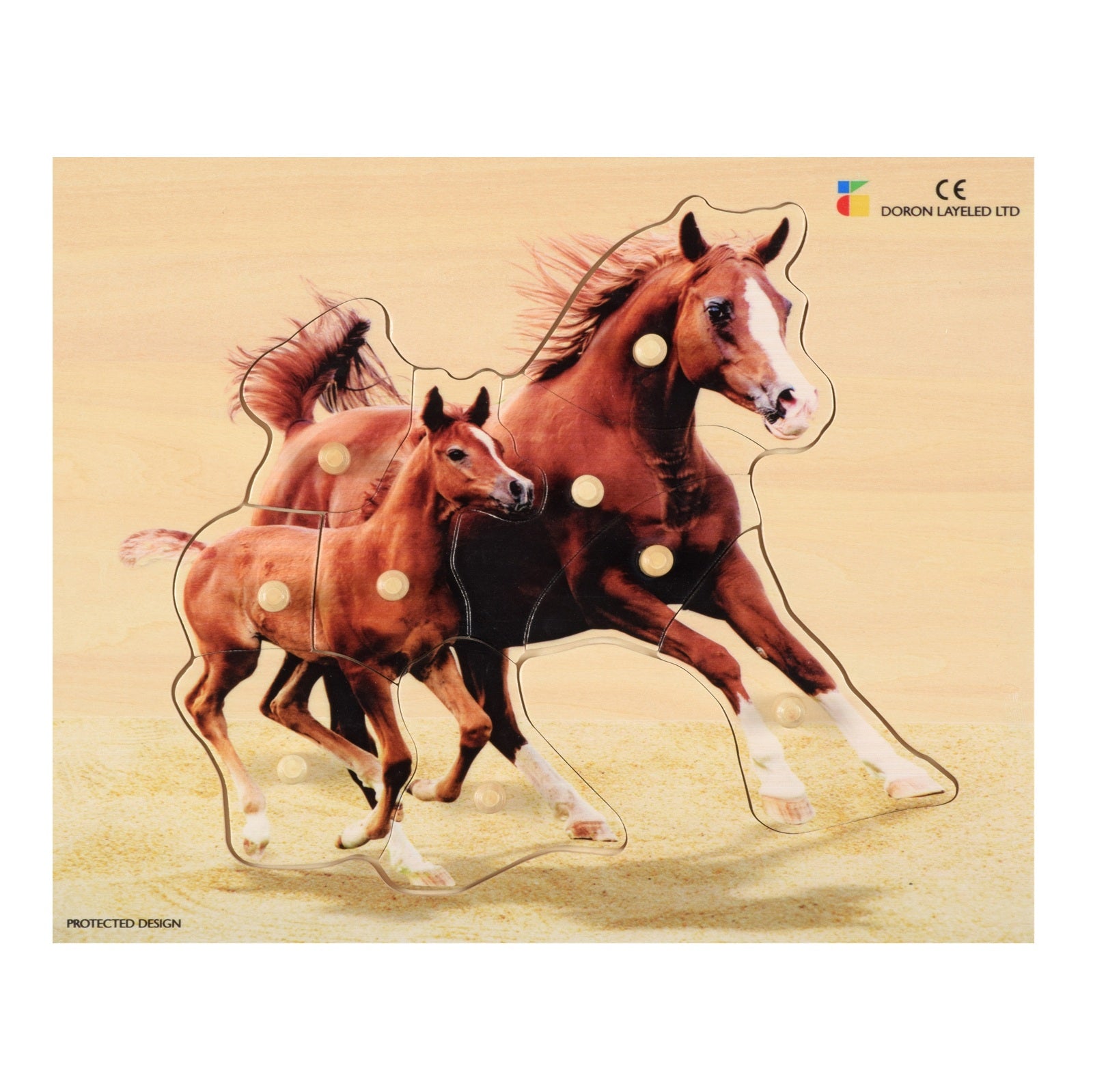 Afbeeelding van het spel Houten Puzzel Paard en Veulen, speciaal geselecteerd  voor ouderen met dementie.