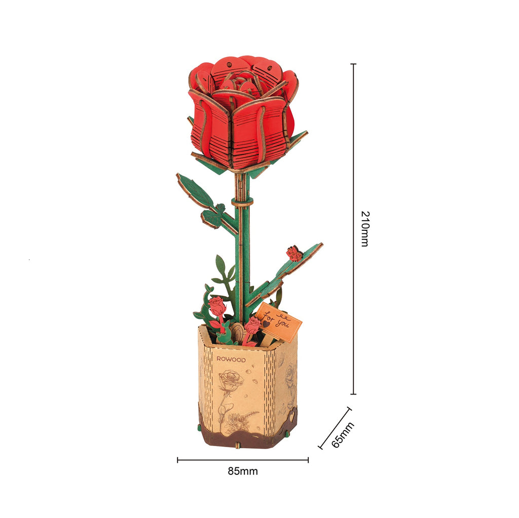 3D-Holzpuzzle-Bausatz - Rote Rose