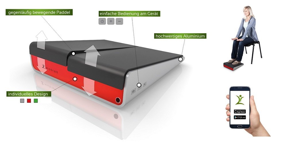 Mobisit compact trainingsapparaat voor lichte bewegingsoefeningen vanuit zit voor ouderen