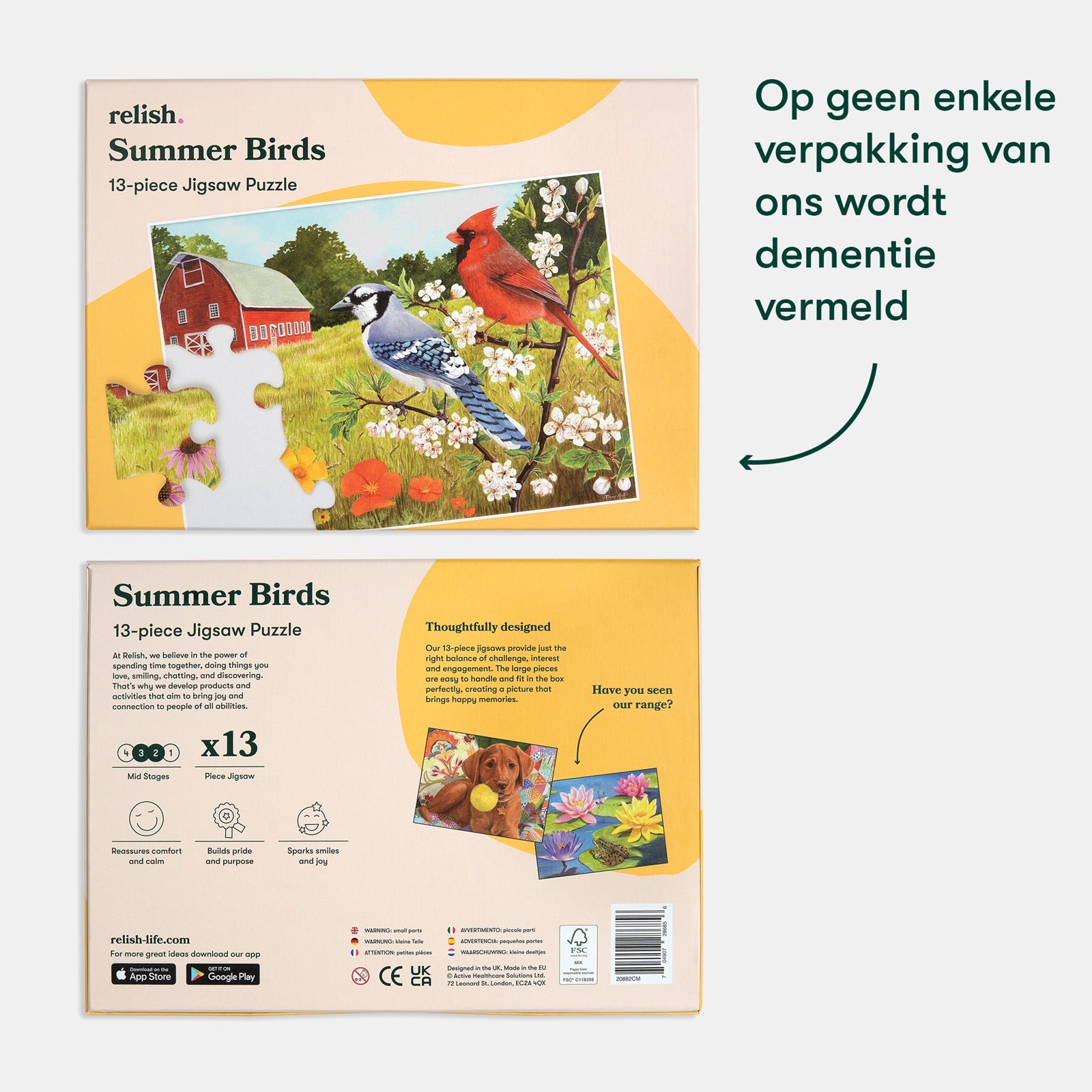 Afbeeelding van het spel puzzel vogeltjes in de zomer, speciaal geselecteerd  voor ouderen met dementie