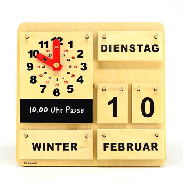 Kalender mit Aktionsuhr