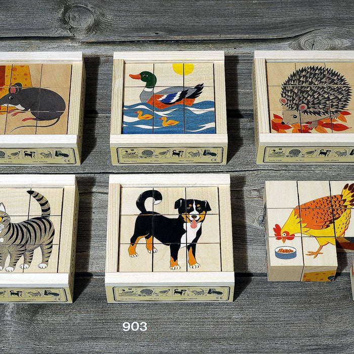 Würfelpuzzle Haustiere 9-teilig