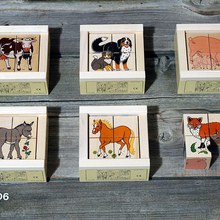 Würfelpuzzle Tiere vom Bauernhof (4-teilig)