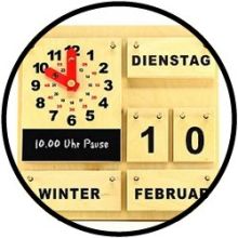 Kalender mit Aktionsuhr
