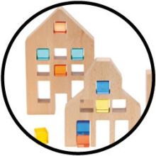 Holzhäuser für Acryl Würfel 3er Set