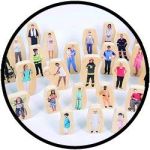 Hölzernes Blockset mit Menschen