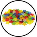 Stapelbare, halbtransparente Knöpfe mit Schnüren